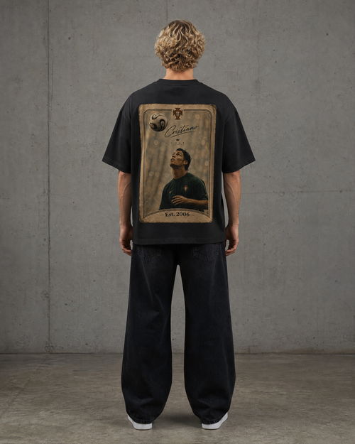 Oversize T-Shirt  Cristiano Ronaldo ,,Goat'' - Black