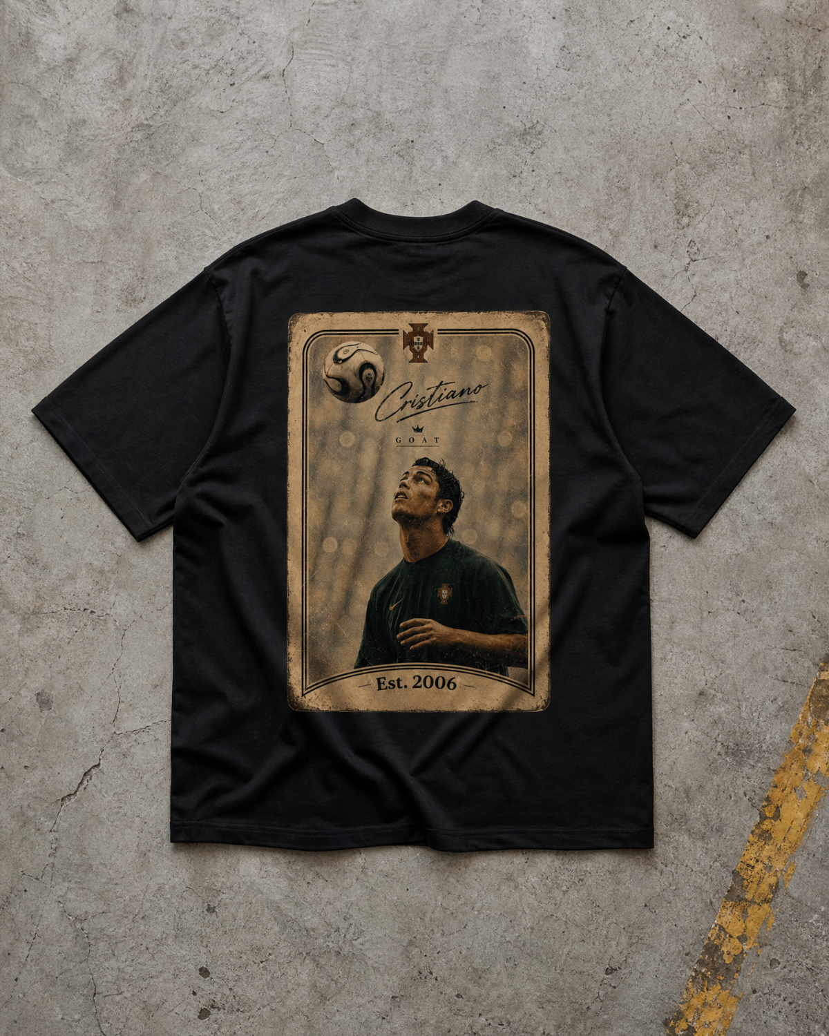 Oversize T-Shirt  Cristiano Ronaldo ,,Goat'' - Black